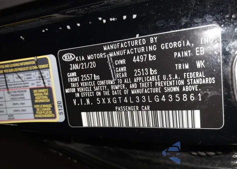 2020 Kia Optima Lx from USA, damaged, VIN 5XXGT4L33LG435861